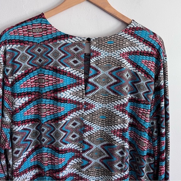 Misa Los Angeles Snake Print Prism Slinky Swing Long Sleeve Dress Plus Size 1X - Picture 5 of 7